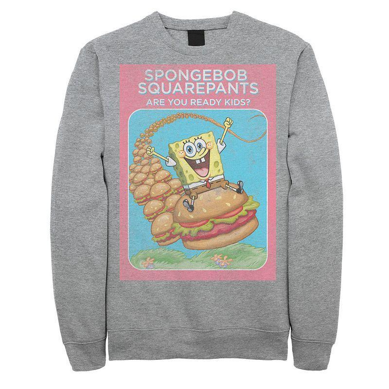 Mens SpongeBob SquarePants Are You Ready Kids Vintage Poster Sweatshirt Athletic Grey Product Image