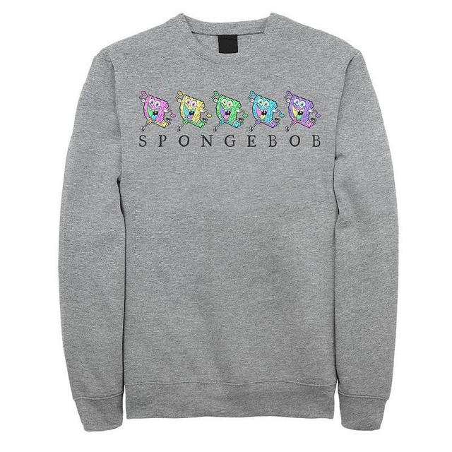 Mens SpongeBob Color Neon Line Up Sweatshirt Athletic Grey Product Image