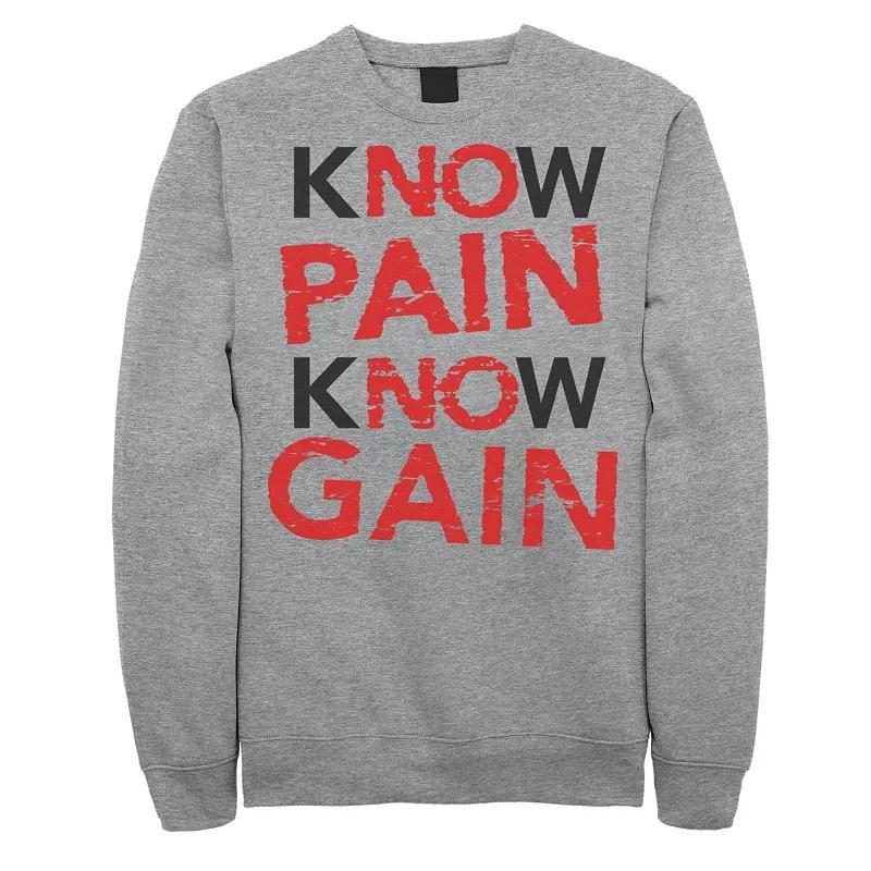 Mens Know Pain Know Gain Word Stack Graphic Fleece Pullover Athletic Grey Product Image