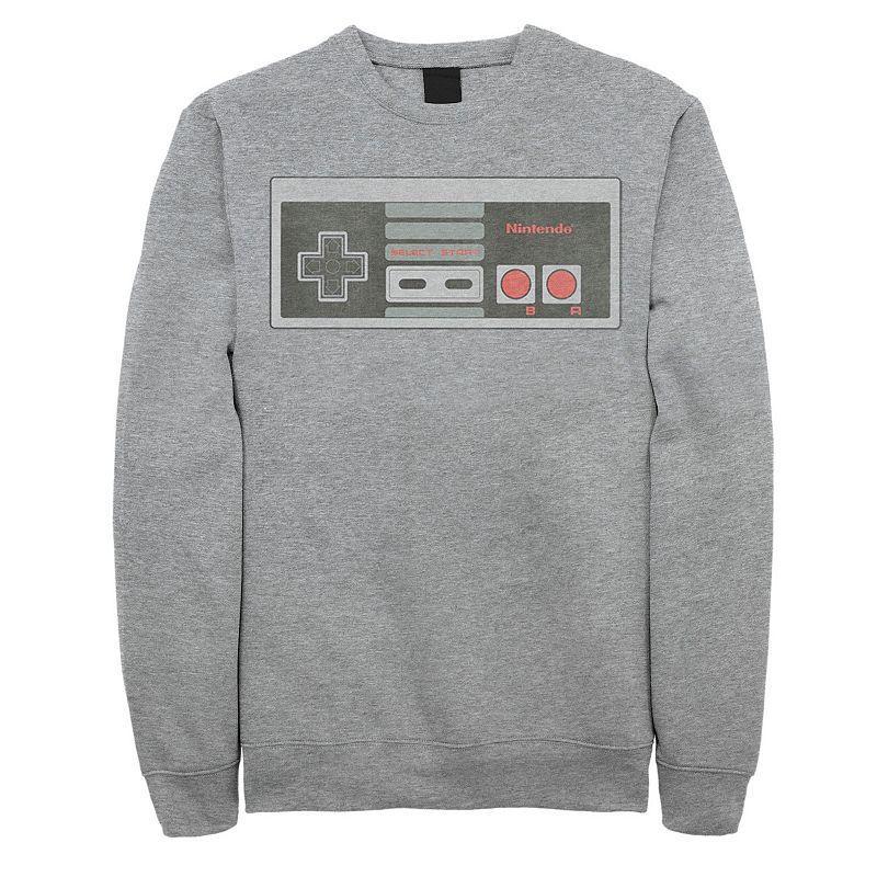 Big & Tall Nintendo NES Controller Distressed Image Graphic Fleece Pullover, Mens Athletic Grey Product Image