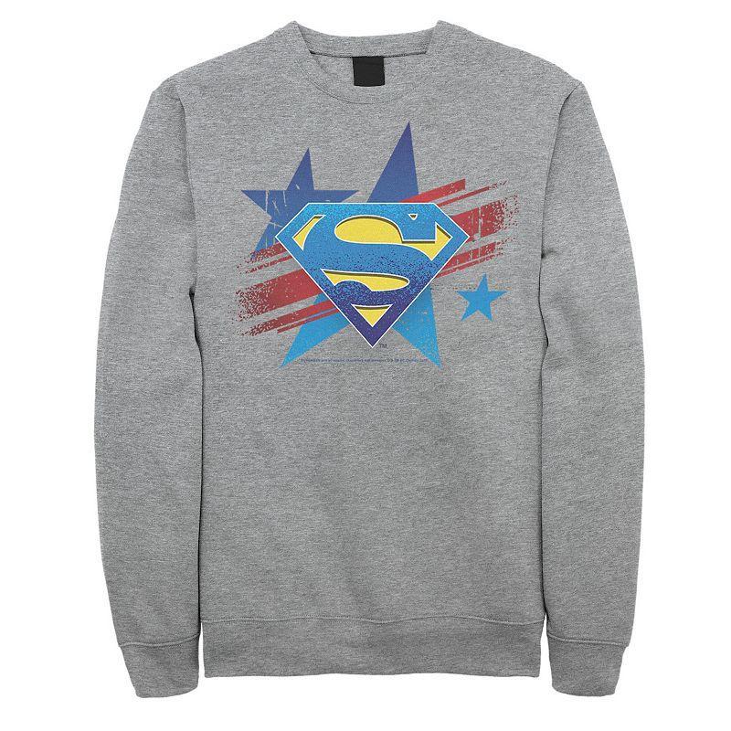 Mens DC Comics Superman Stars And Stripes Chest Logo Sweatshirt Athletic Grey Product Image