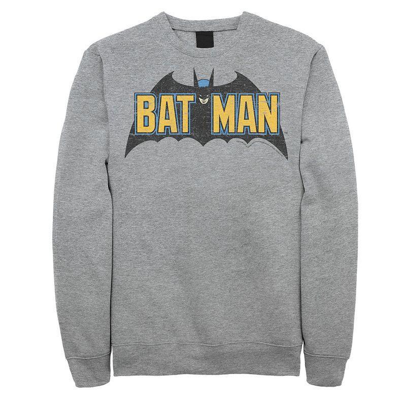 Big & Tall DC Comics Batman Distressed Vintage Text Logo Graphic Fleece Pullover, Mens Athletic Grey Product Image