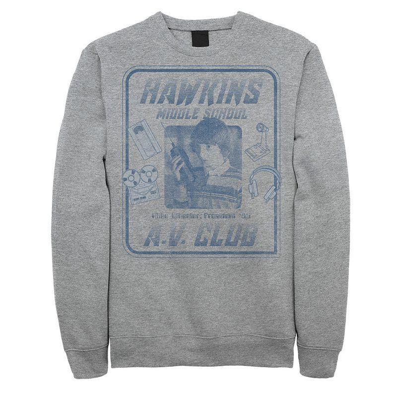 Mens Netflix Stranger Things Mike Wheeler Hawkins A.V. Club Sweatshirt Athletic Grey Product Image