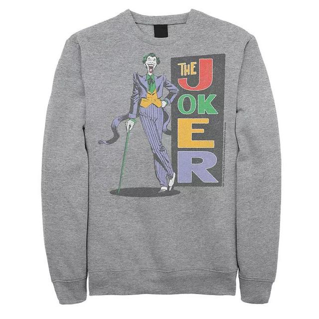 Mens DC Comics Batman The Joker Poster Sweatshirt Athletic Grey Product Image