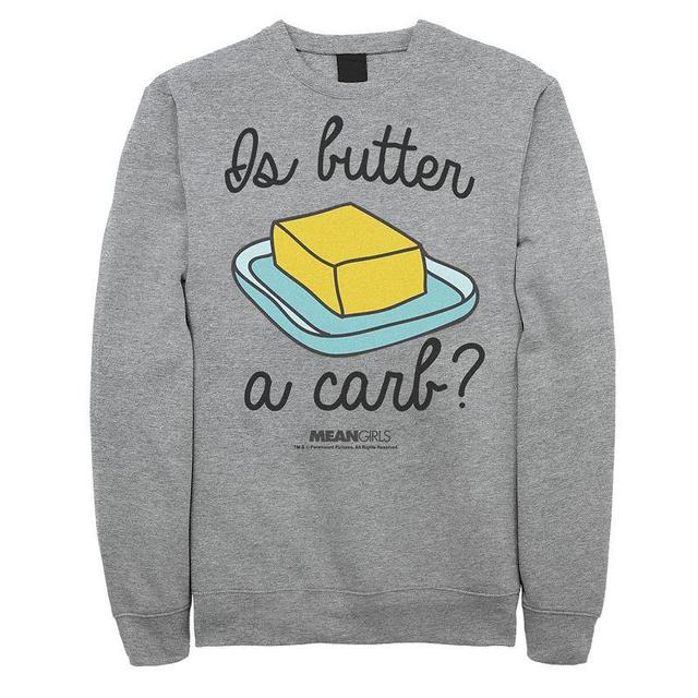 Mens Mean Girls Is Butter A Carb Script Sketch Fleece Athletic Grey Product Image