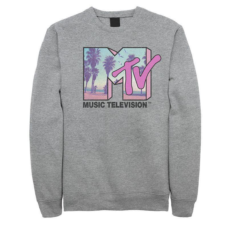 Mens MTV Beach and Palm Tree Logo Sweatshirt Athletic Grey Product Image