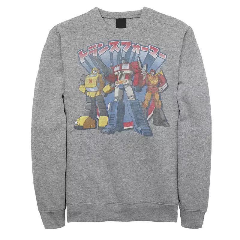 Mens Transformers Autobots Trio Kanji Sign Graphic Fleece Athletic Grey Product Image