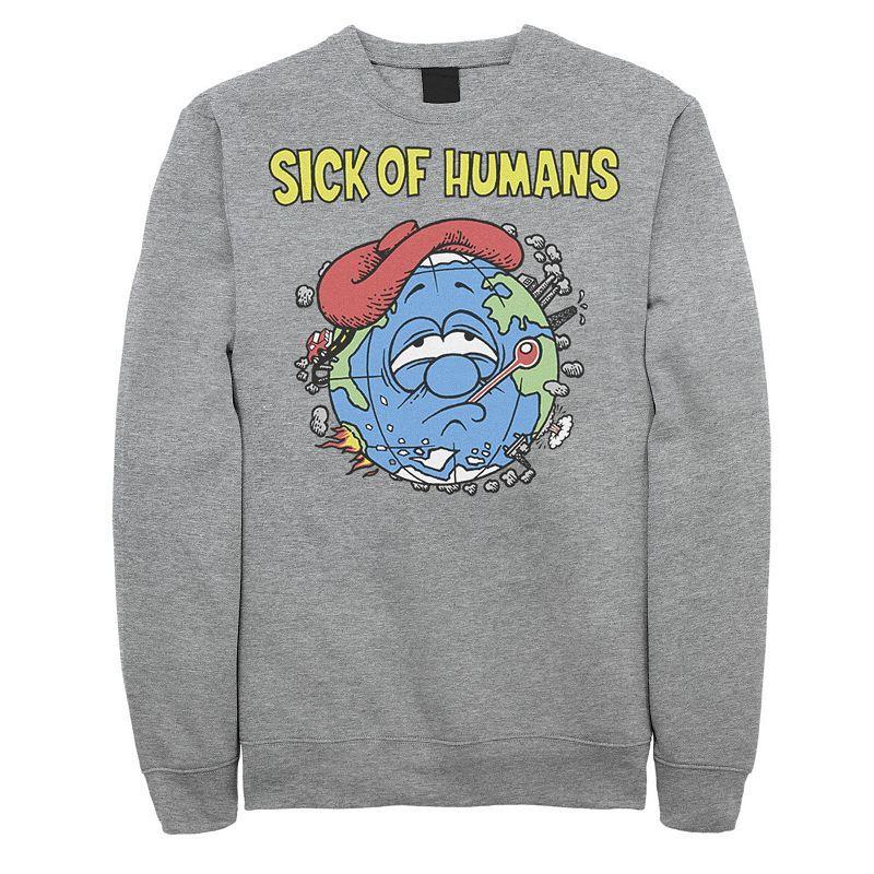 Mens Sick Of Humans Planet Earth Fleece Athletic Grey Product Image