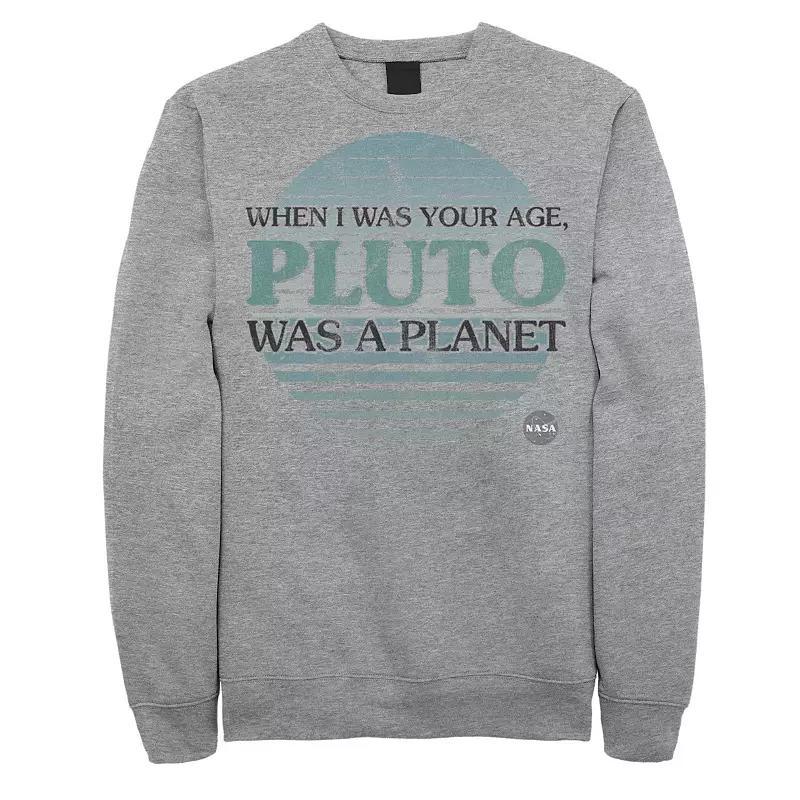 Mens NASA Pluto Was A Planet Graphic Fleece Pullover Med Grey Product Image