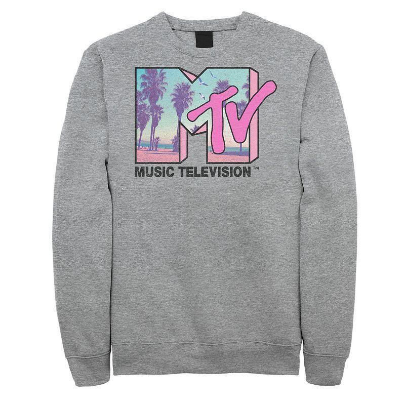 Big & Tall MTVBeach and Palm Tree Logo Sweatshirt, Mens Athletic Grey Product Image