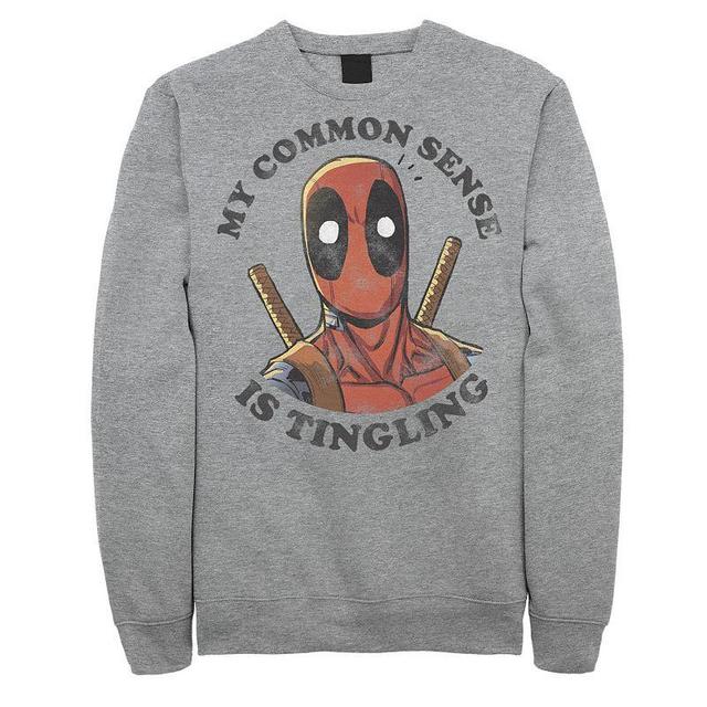 Mens Marvel Deadpool Common Sense is Tingling Sweatshirt Athletic Grey Product Image