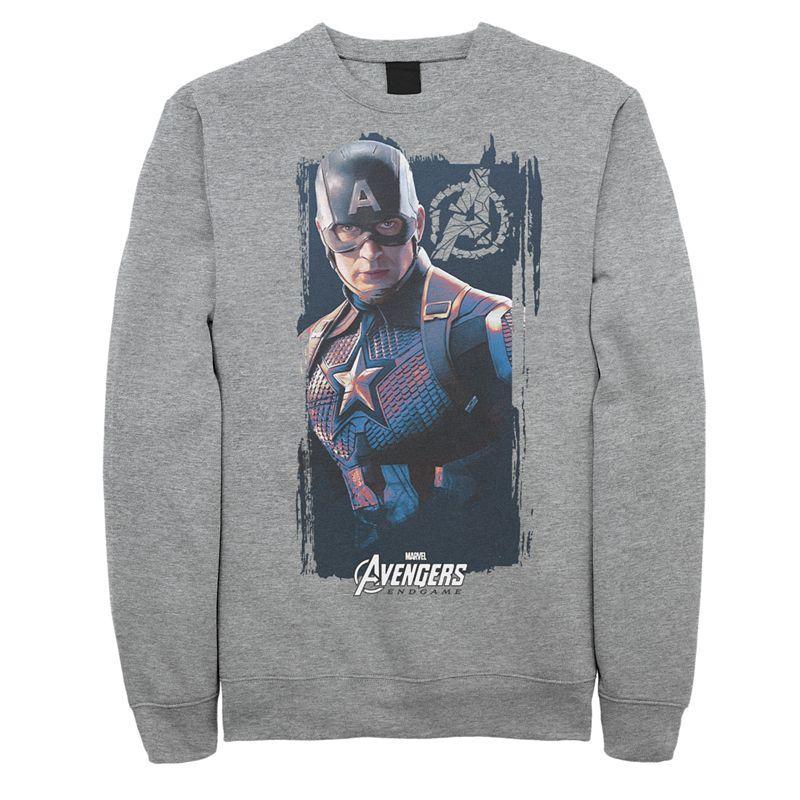 Mens Marvel Avengers Endgame Captain America Poster Sweatshirt Athletic Grey Product Image