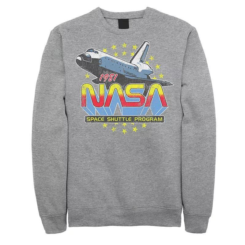 Mens NASA Retro Space Shuttle Program Graphic Fleece Pullover Athletic Grey Product Image