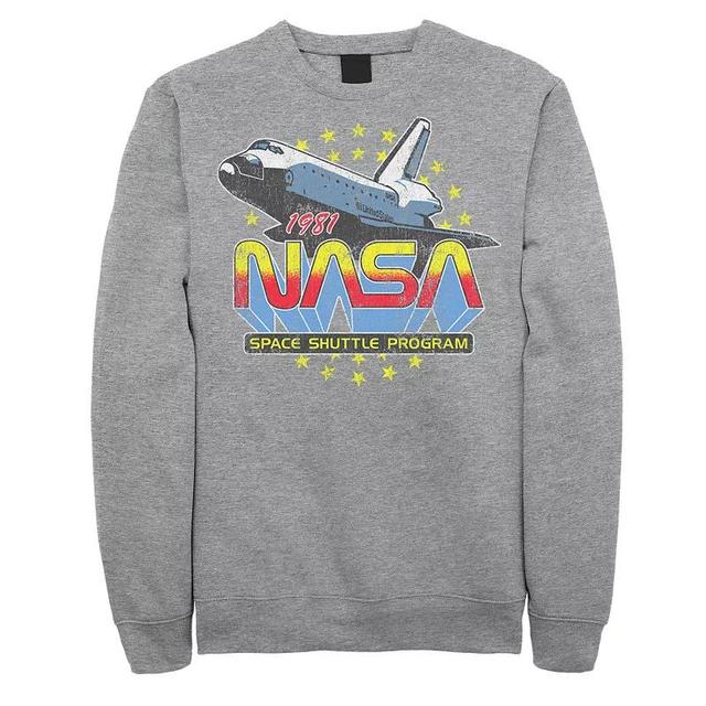 Mens NASA Retro Space Shuttle Program Graphic Fleece Pullover Grey Product Image