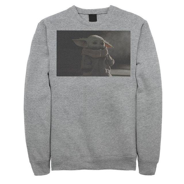 Mens Star Wars The Mandalorian The Child Sad Portrait Sweatshirt Athletic Grey Product Image