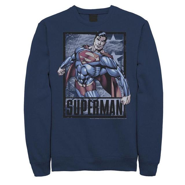 Mens DC Comics Superman Action Portrait Sweatshirt Blue Product Image