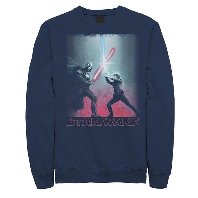 Mens Star Wars Darth Vader Luke Skywalker Battle Silhouette Sweatshirt Blue Product Image