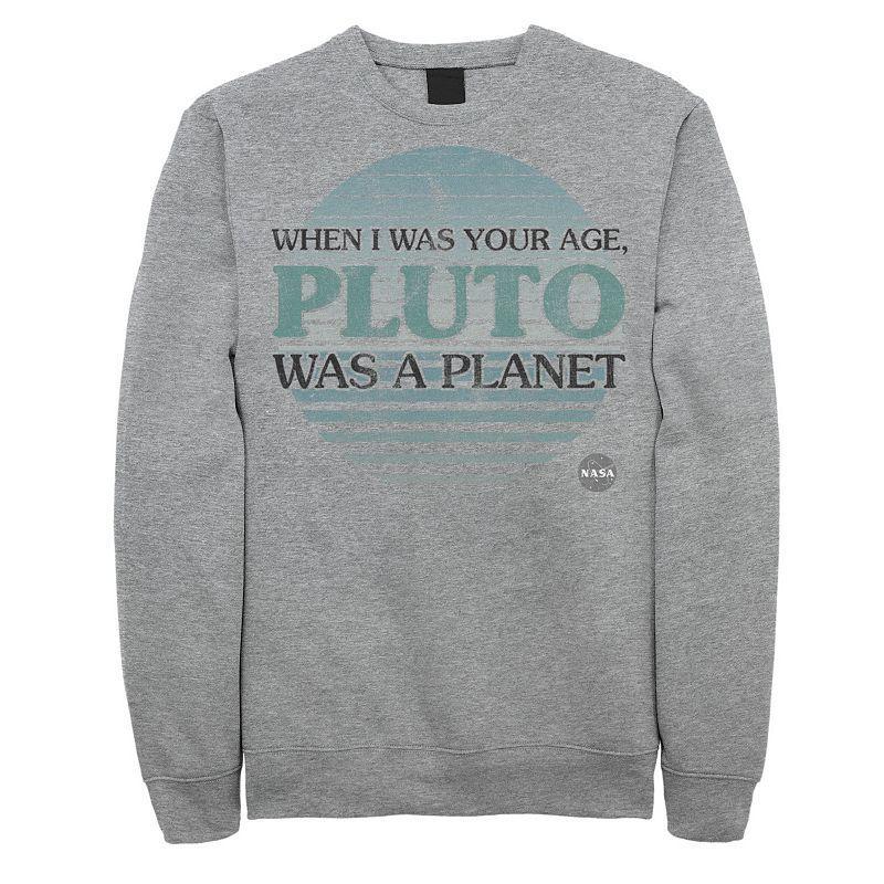 Mens NASA Pluto Was A Planet Graphic Fleece Pullover Med Grey Product Image