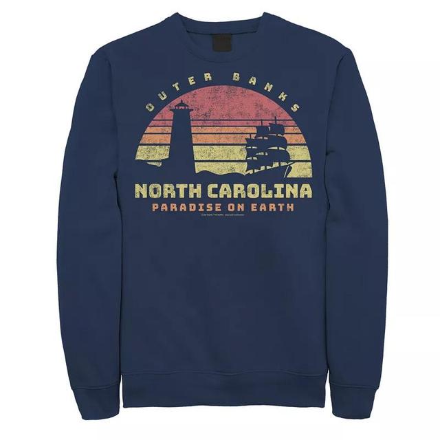 Mens Outer Banks North Carolina Paradise On Earth Retro Sunset Sweatshirt, Boys Blue Product Image