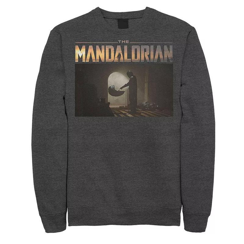 Mens Star Wars The Mandalorian The Child First Meeting Portrait Sweatshirt Grey Heather Product Image