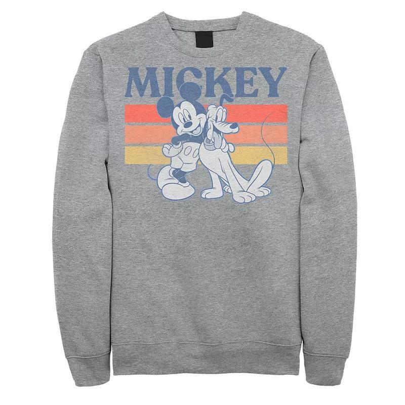 Disneys Mickey And Friends Mickey And Pluto Mens Retro Line Sweatshirt Athletic Grey Product Image