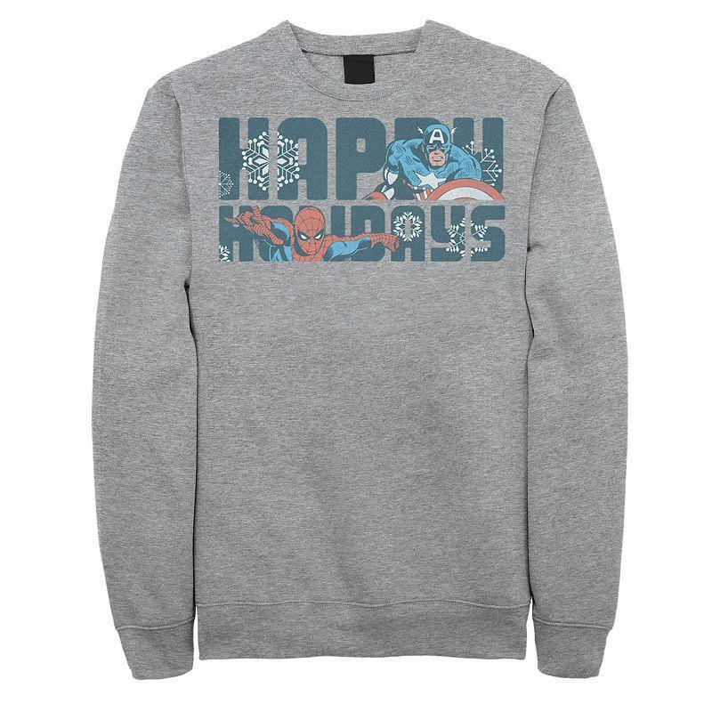 Mens Marvel Happy Holiday Heroes Seasonal Fleece Athletic Grey Product Image