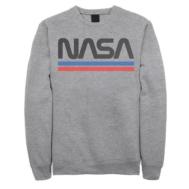 Big & Tall NASA Red Blue Stripe Minimal Logo Vintage Sweatshirt, Mens Athletic Grey Product Image