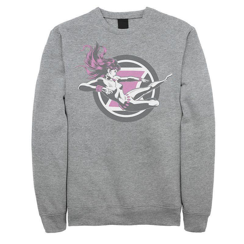 Mens Marvel Black Widow Flying Kick Sweatshirt Athletic Grey Product Image