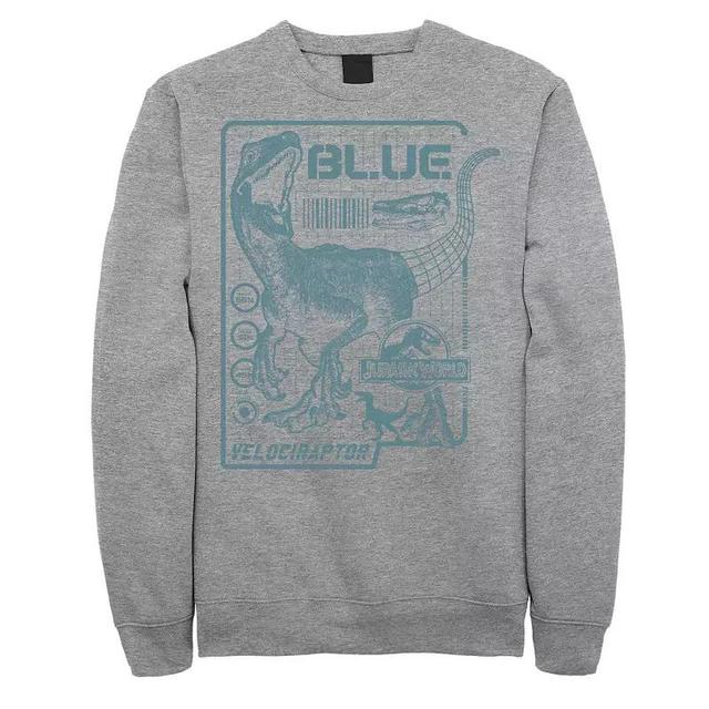 Mens Jurassic World Logo Blue Paint Splatter Sweatshirt Athletic Grey Product Image