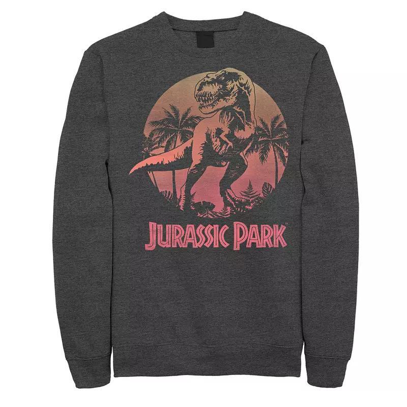 Mens Jurassic Park Neon Gradient Scene Sweatshirt Grey Heather Product Image