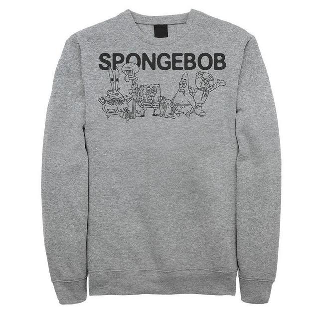 Mens SpongeBob Group Shot Outlines Sweatshirt Athletic Grey Product Image