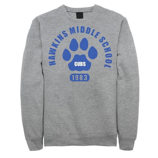 Mens Netflix Stranger Things Hawkins Middle School Cubs 1983 Sweatshirt Athletic Grey Product Image