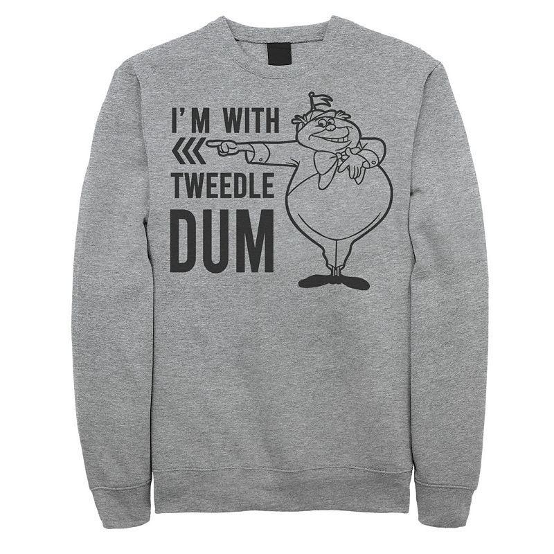 Disneys Alice In Wonderland Mens Im With Tweedledum Sweatshirt Athletic Grey Product Image