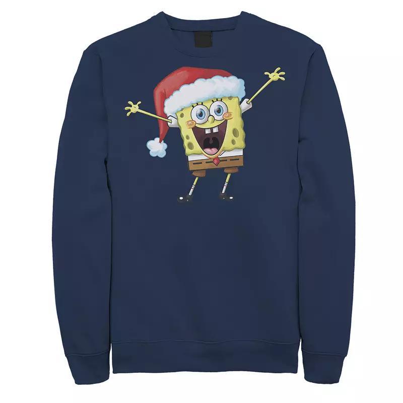 Mens Nickelodeon Spongebob Squarepants One Happy Sponge Holiday Fleece Blue Product Image