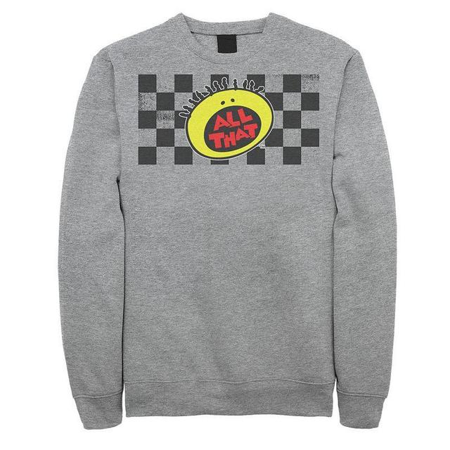 Mens Nickelodeon All That Checkered Logo Panel Graphic Hoodie Athletic Grey Product Image