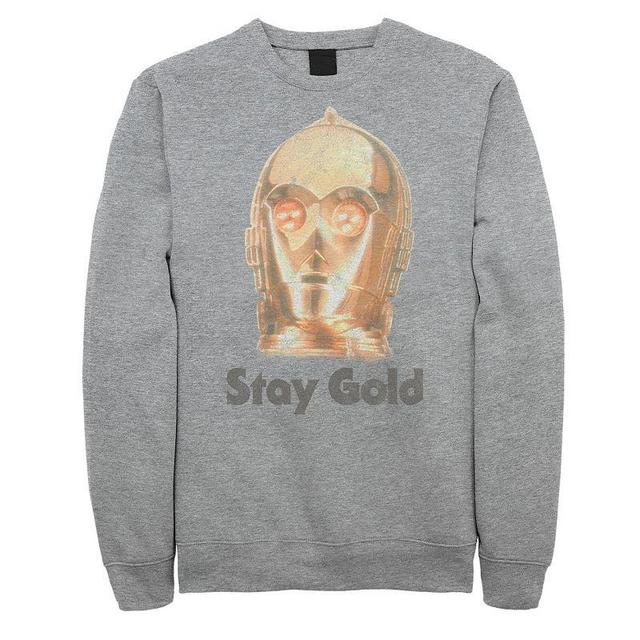 Mens Star Wars The Rise of Skywalker C-3PO Stay Gold Fleece Graphic Top Athletic Grey Product Image