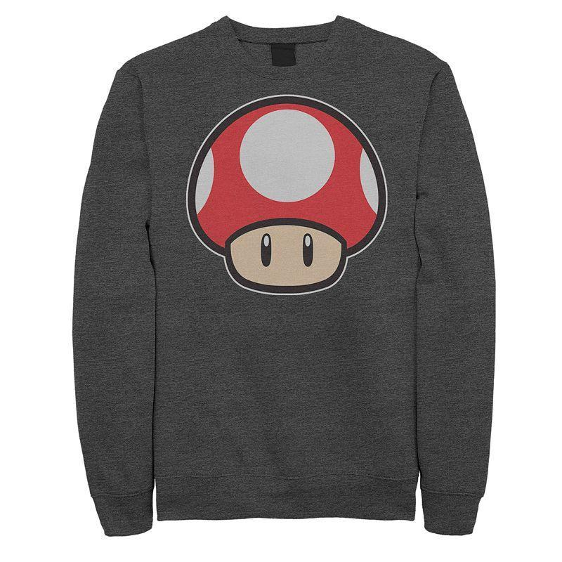 Mens Nintendo Mushroom Power Up Sweatshirt Grey Heather Product Image