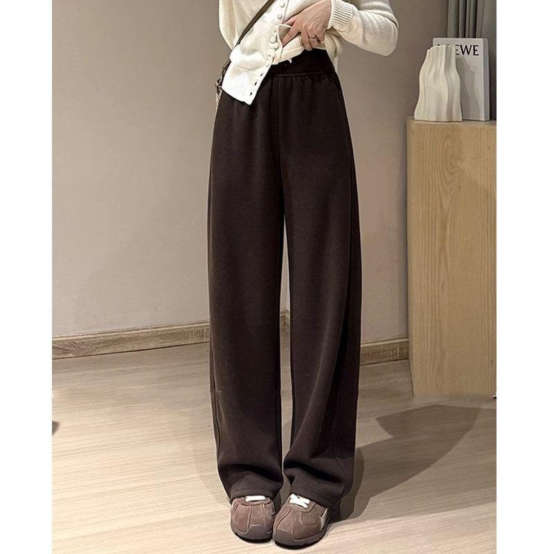 Drawstring Waist Plain Wide Leg Pants Product Image