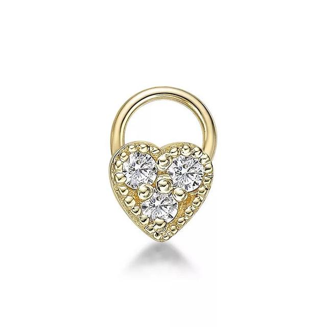 Lila Moon 10k Gold Lab-Grown Diamond Accent Heart Nose Stud, Womens Product Image