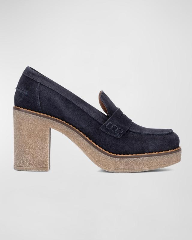 Caprie Suede Heeled Penny Loafers Product Image