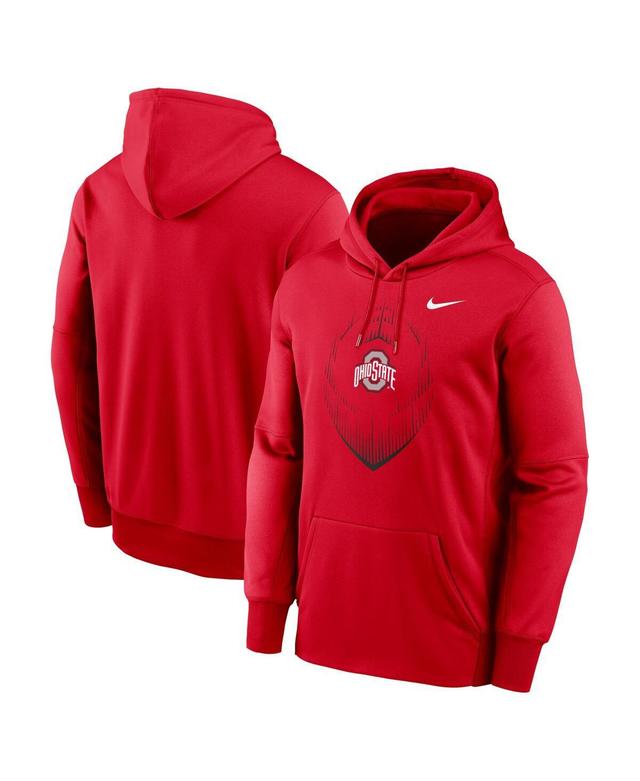 Nike Mens Scarlet Ohio State Buckeyes Football Icon Performance Fleece Pullover Hoodie Product Image