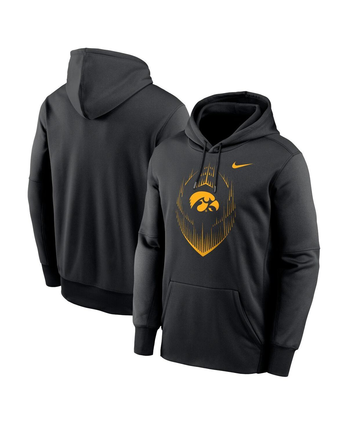 Nike Mens Black Iowa Hawkeyes Football Icon Performance Fleece Pullover Hoodie Product Image