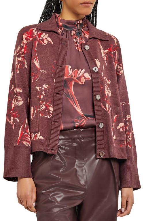 Misook Floral Jacquard Cardigan Product Image