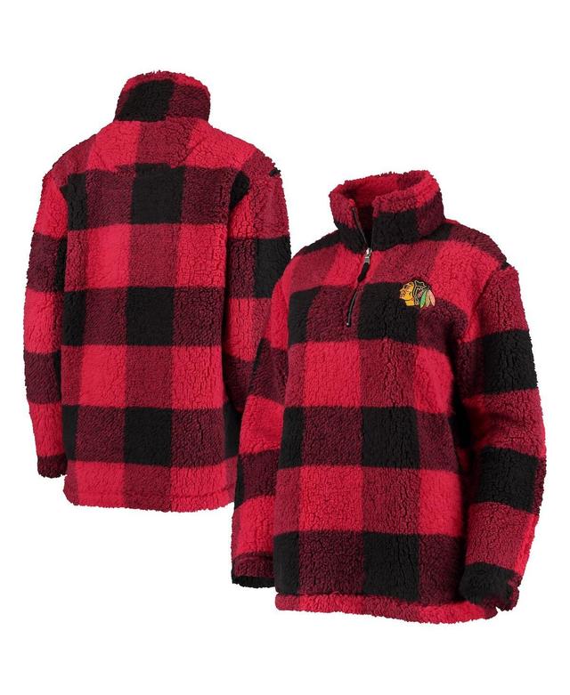 Womens G-III 4Her by Carl Banks /Black Chicago Blackhawks Plaid Sherpa Quarter-Zip Jacket Product Image