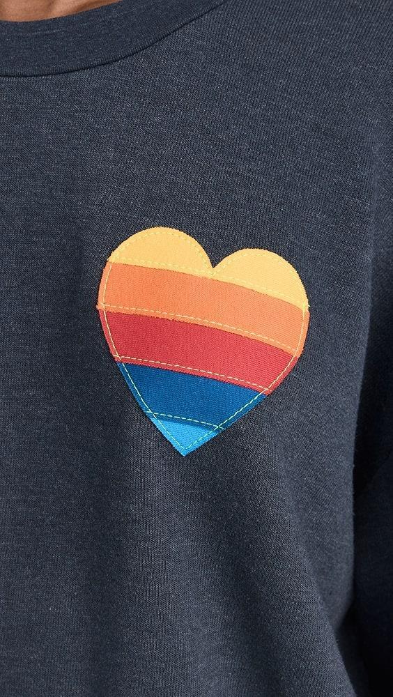 Aviator Nation Rainbow Heart Stitch Relaxed Crew Sweatshirt | Shopbop Product Image