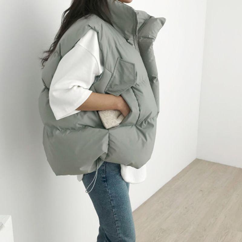 Plain Zip Puffer Vest Product Image