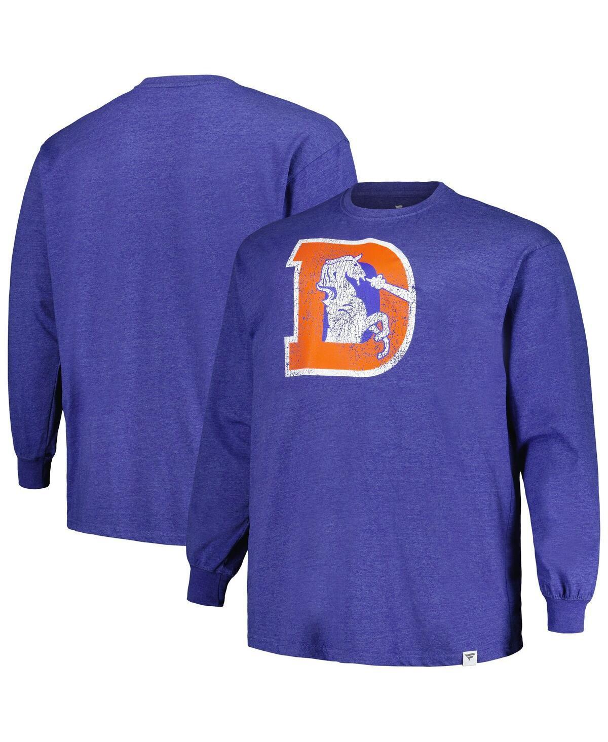 Mens Profile Heather Royal Denver Broncos Big & Tall Throwback Long Sleeve T-Shirt Product Image