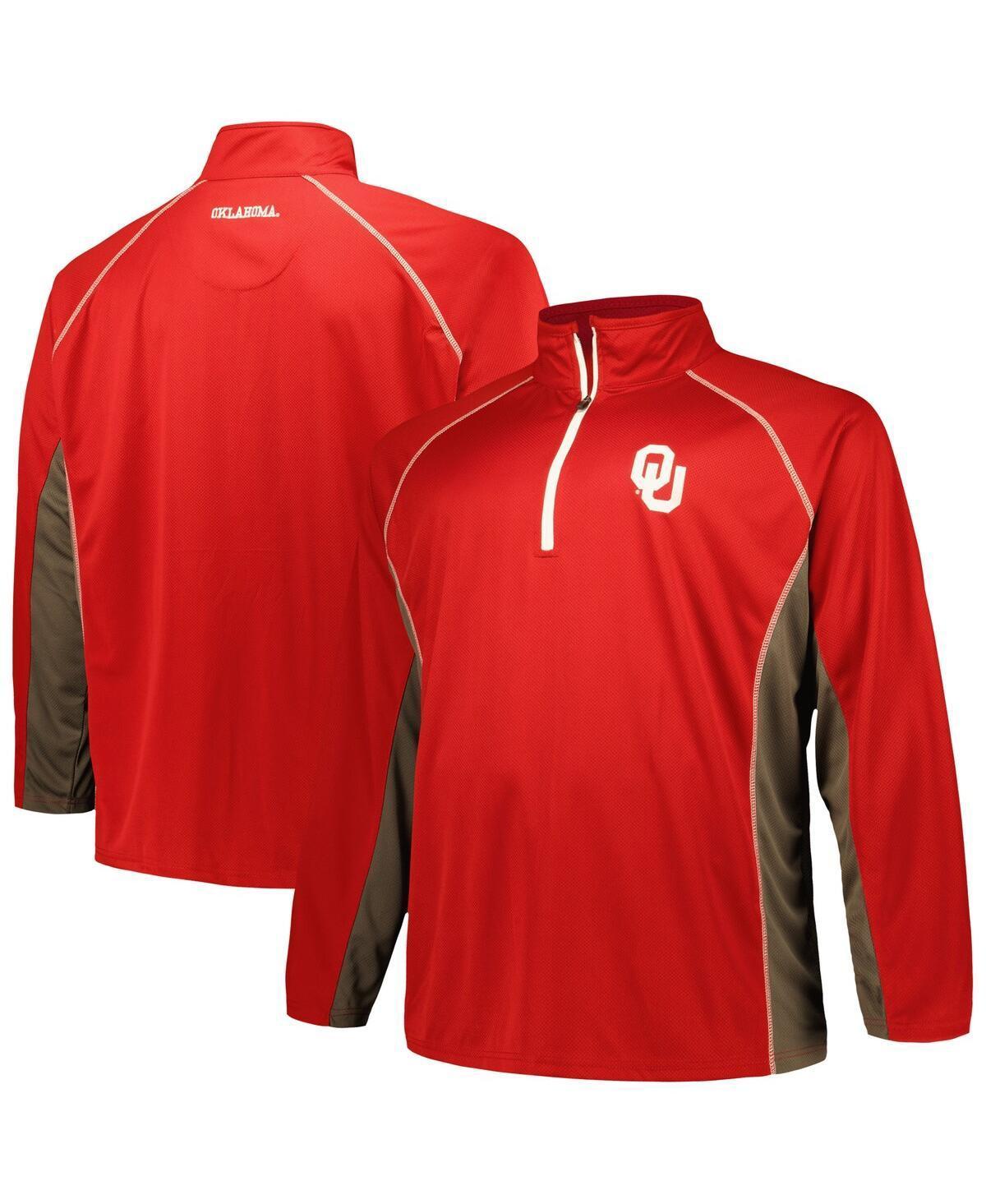 Mens Profile Crimson Oklahoma Sooners Big & Tall Quarter-Zip Raglan Jacket Product Image