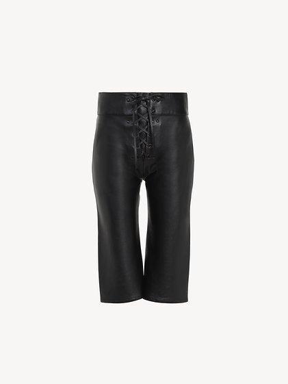 Lace-up capri pants in leather Product Image