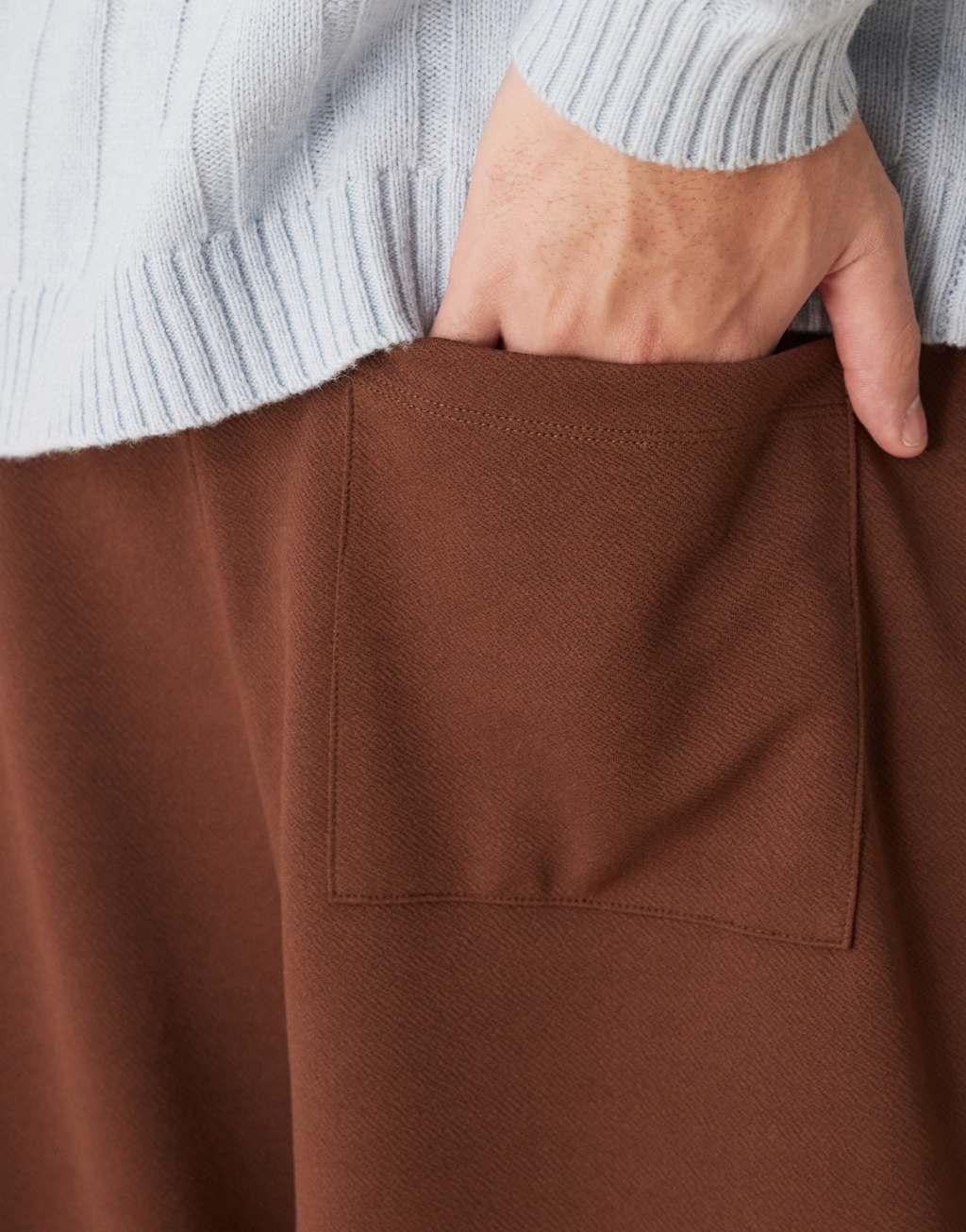 ASOS DESIGN super baggy soft tailored pants with pleat front in brown Product Image